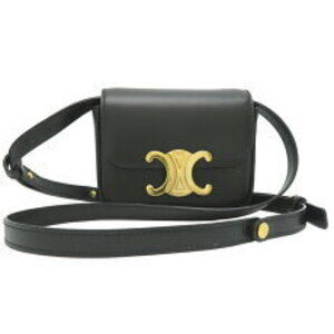 Celine Claude Shoulder Bag Shiny Calfskin Black